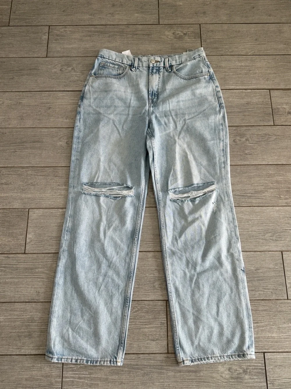 Good American Good 90’s relaxed fit Distressed Straight-Leg Jeans - Picture 8 of 13